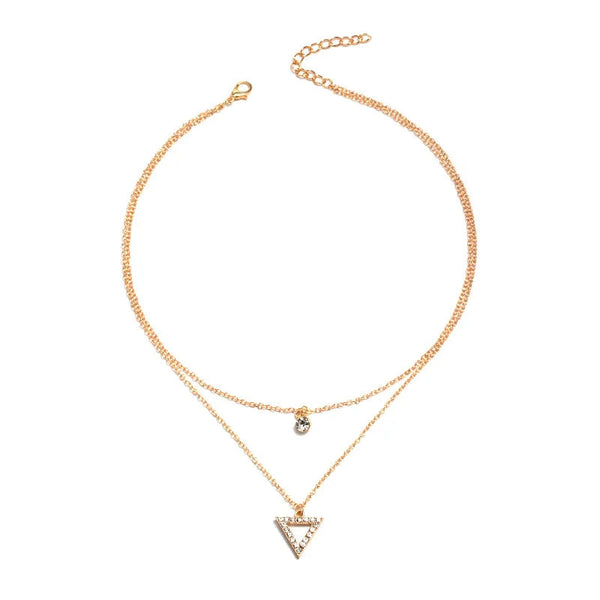 Colar Feminino Duplo Brilhante com Zircônia