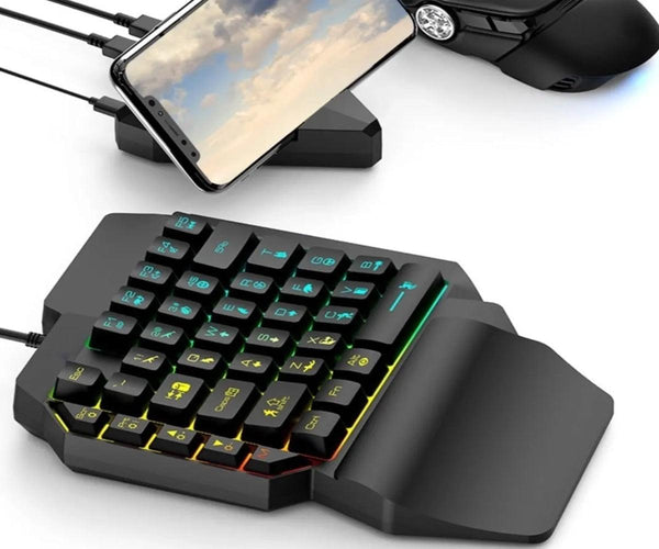 Teclado Gamer Uma Mão RGB LED Single Handed